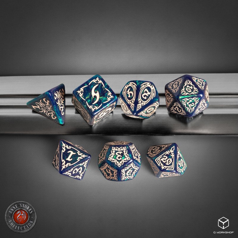 Q Workshop | Blue-Green & Beige | Tribal Dice Set