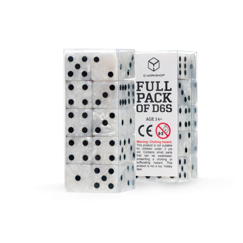Q Workshop | Pearl & Black | Full Pack of D6s