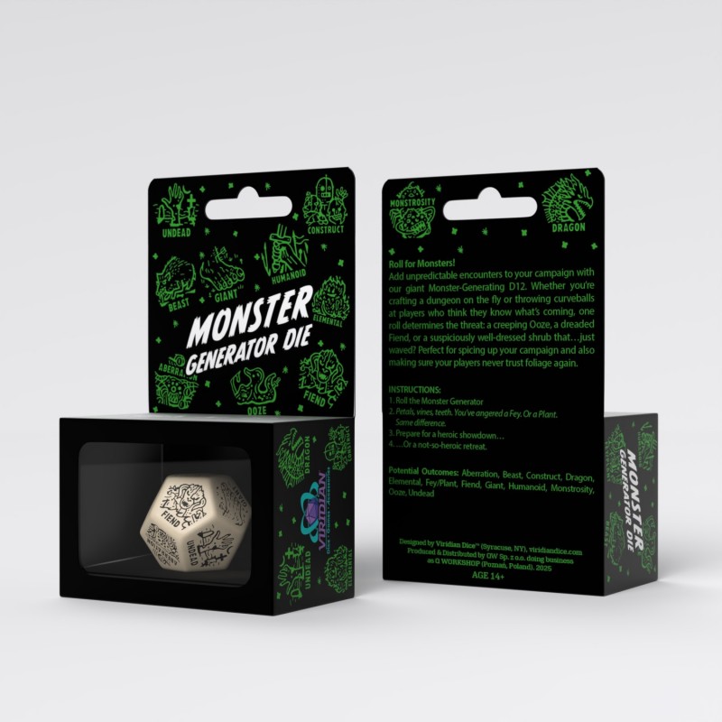 Q Workshop | Beige & Black | Monster Generator Die