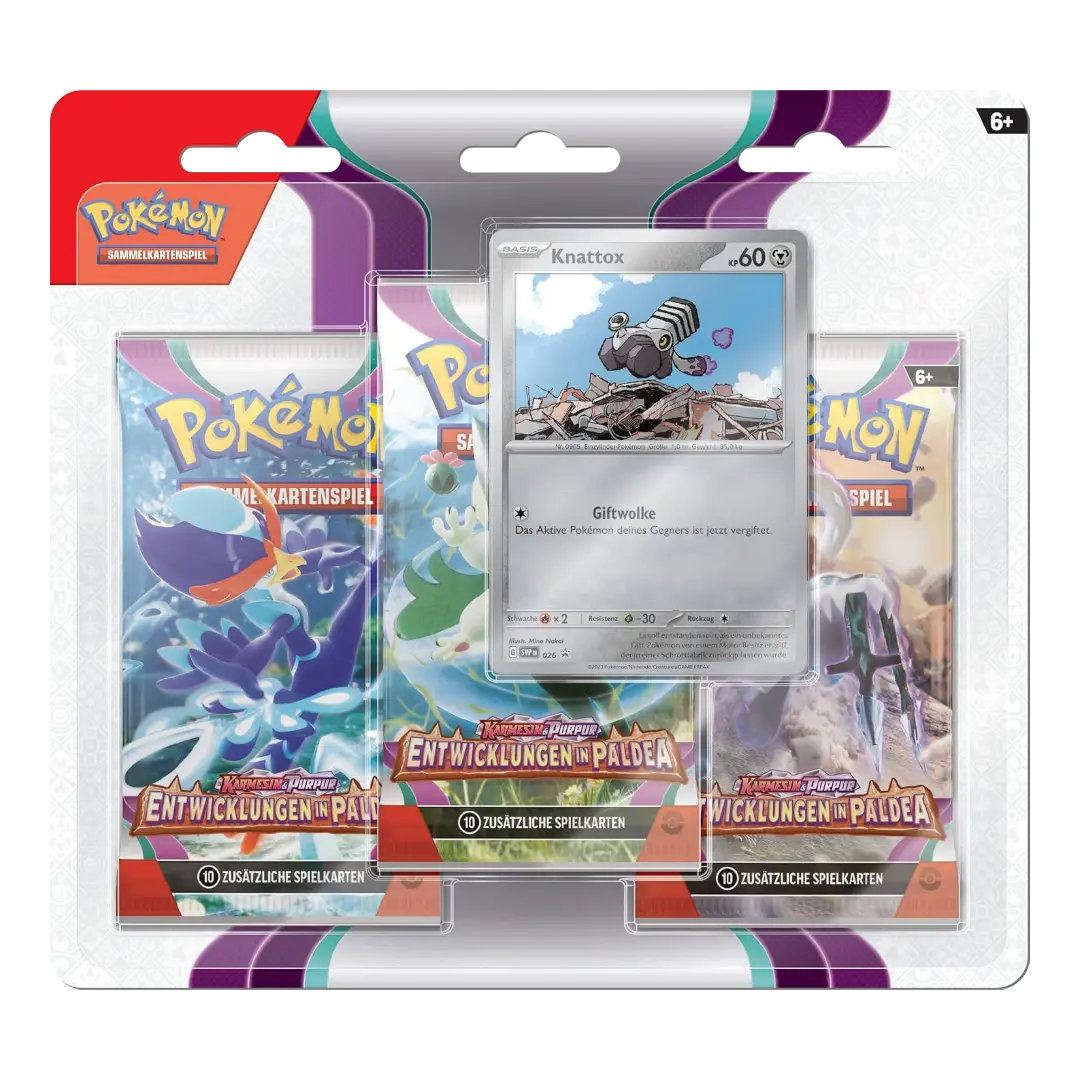 Pokémon TCG: Entwicklungen in Paldea (SV2) - 3er Blister Knattox (DE)