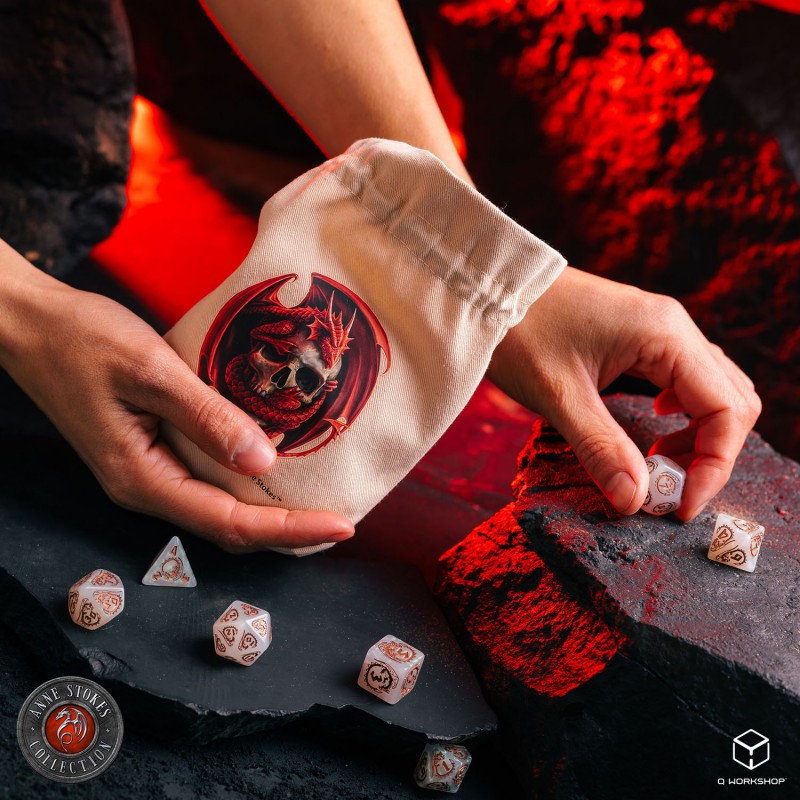 Q Workshop | Skull Embrace | Anne Stokes Dice Pouch