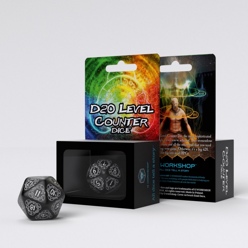 Q Workshop | Black & White | D20 Level Counter Die