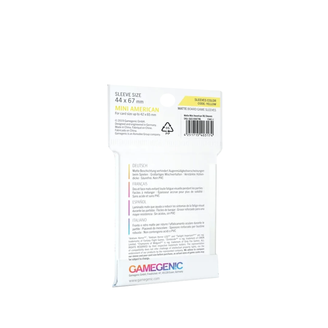 Gamegenic | Matte Board Game Sleeves | Yellow 44x67mm (50pc)