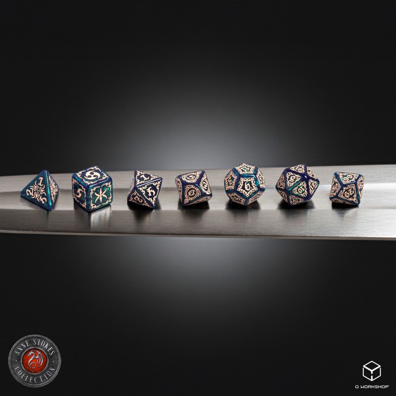 Q Workshop | Blue-Green & Beige | Tribal Dice Set