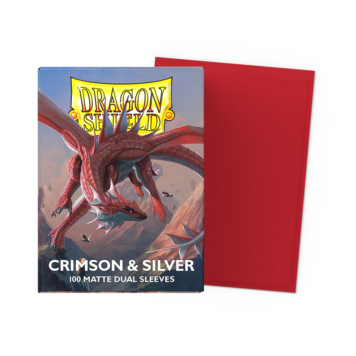Dragon Shield | Crimson & Silver | Matte Dual Sleeves Standard Size