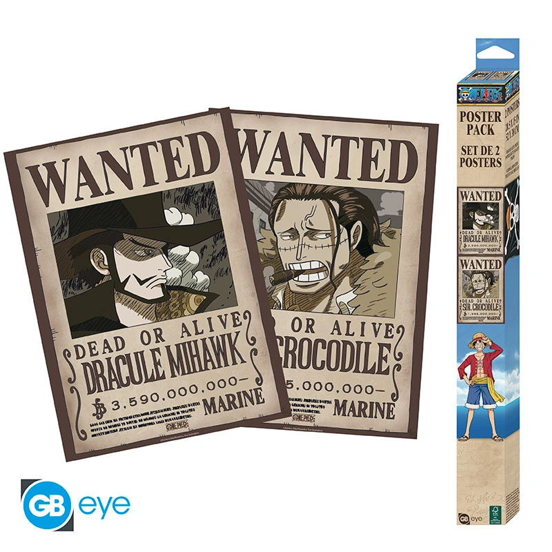 One Piece | Chibi Set 2 Poster (52 x 38cm) Wanted Mihawk & Crocodile | Poster