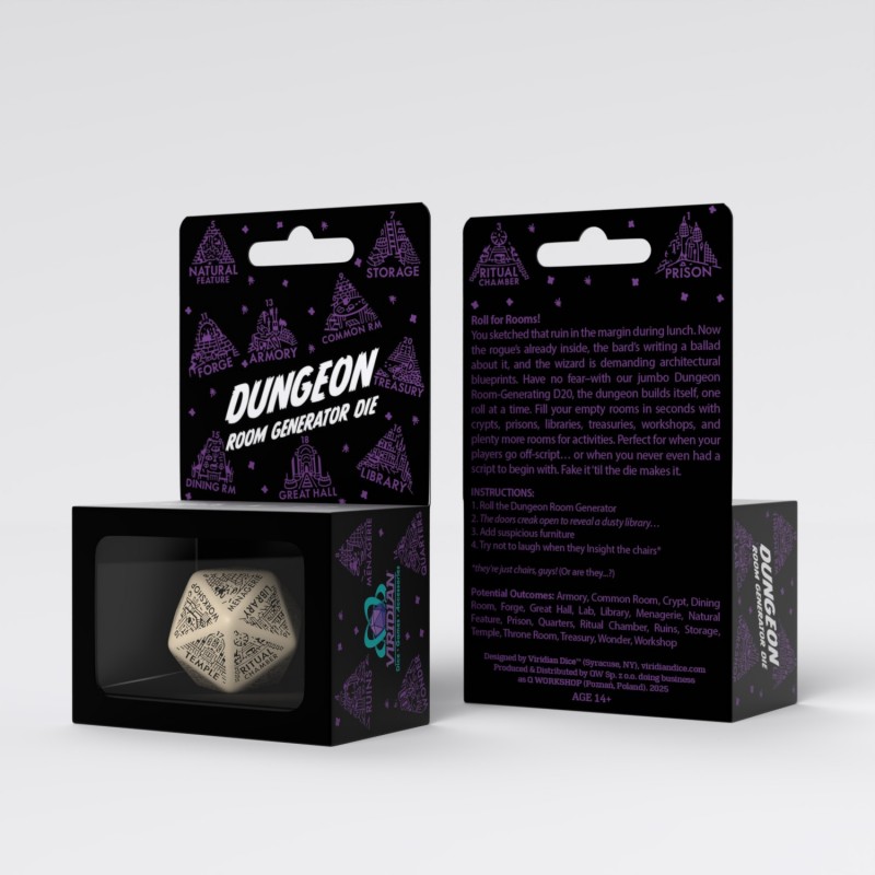 Q Workshop | Beige & Black | Dungeon Generator Die