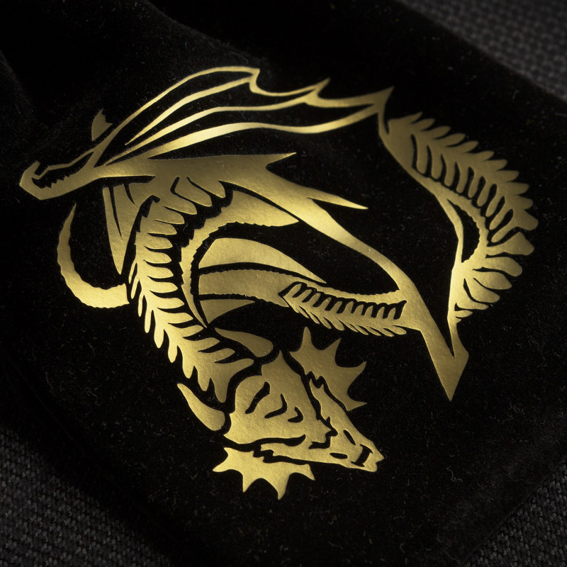 Q Workshop | Black & Golden | Dragon Velour Dice Bag