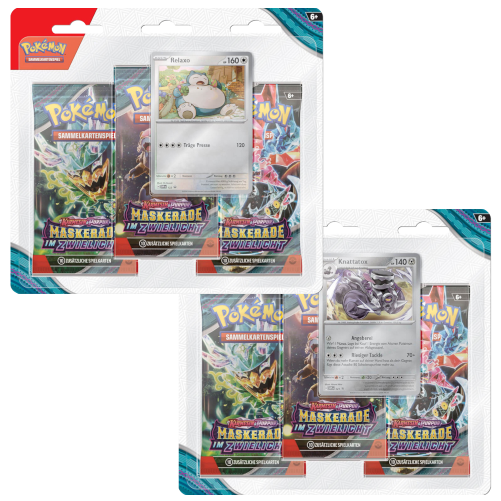 Pokémon TCG: Maskerade im Zwielicht (KP06) - 3er Blister Bundle (DE) Pokémon TCG: Maskerade im Zwielicht (KP06) - 3er Blister Bundle (DE)