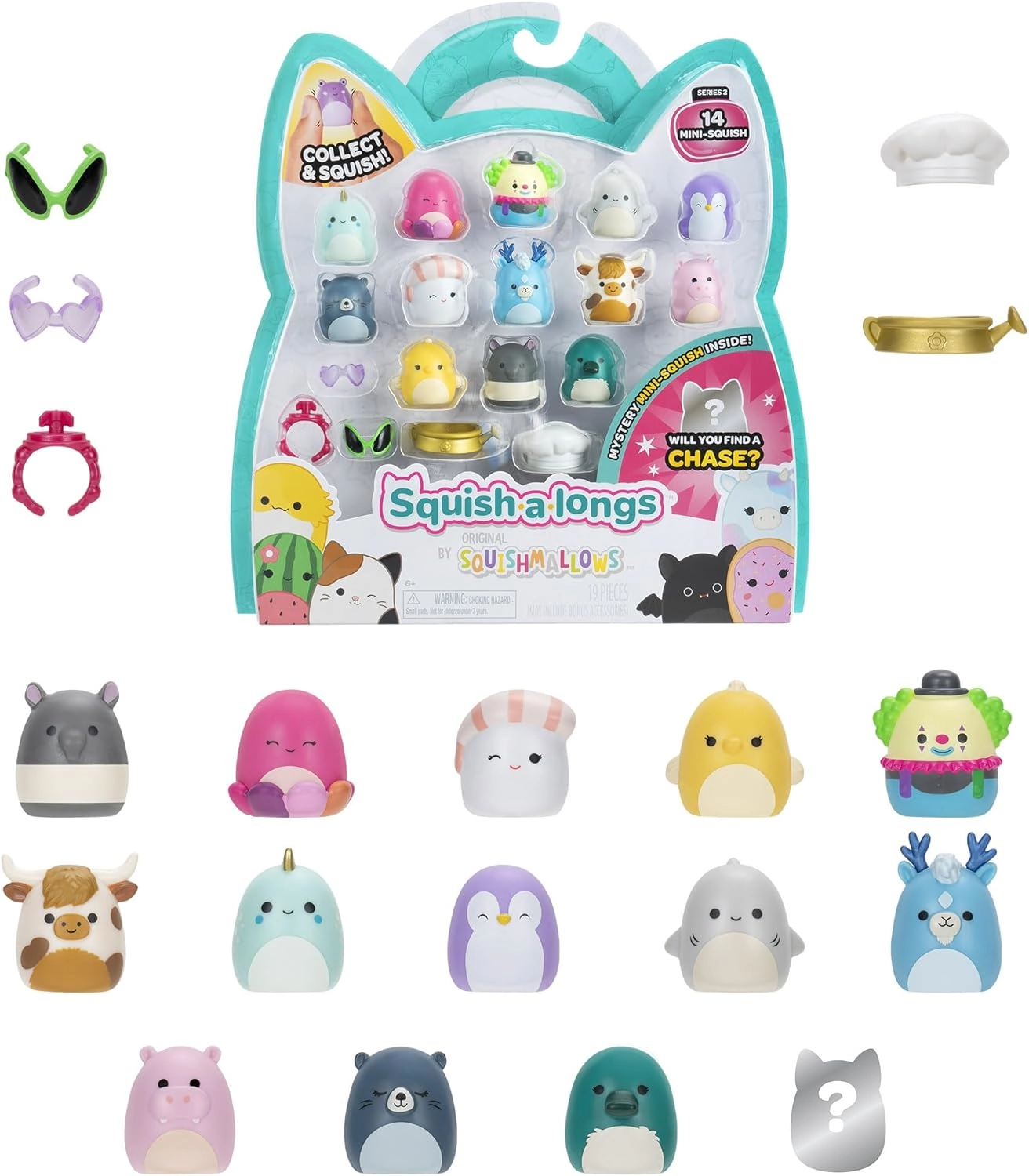 Jazwares | Squish-a-Longs Mini-Squish & Zubehör Wave 1 | Mini-Squish 14er-Pack