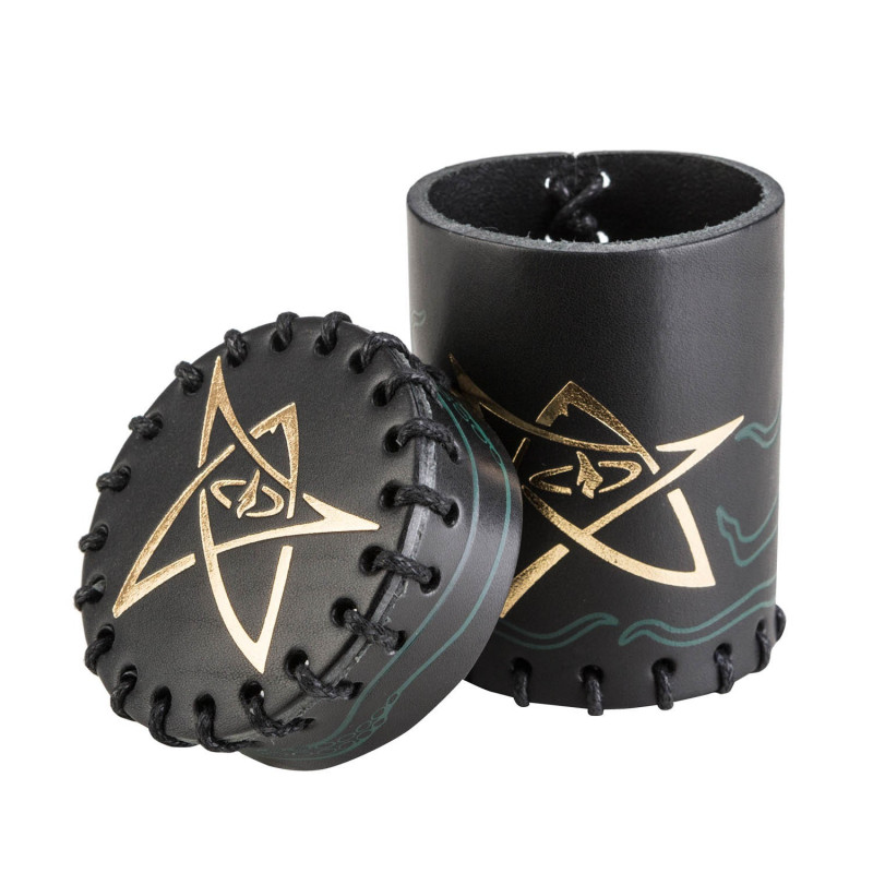 Q Workshop | Black & Green-Golden | Call Of Cthulhu Leather Dice Cup