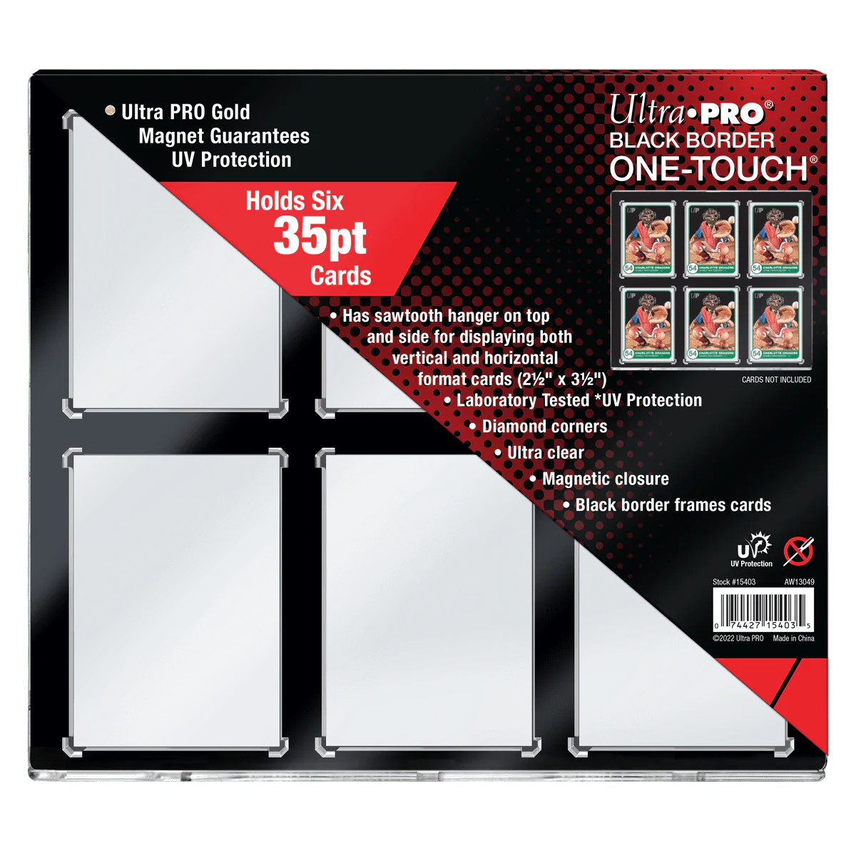 Ultra Pro: 35PT 6-Card Black Border UV ONE-TOUCH - Magnetic Holder Ultra Pro: 35PT 6-Card Black Border UV ONE-TOUCH - Magnetic Holder