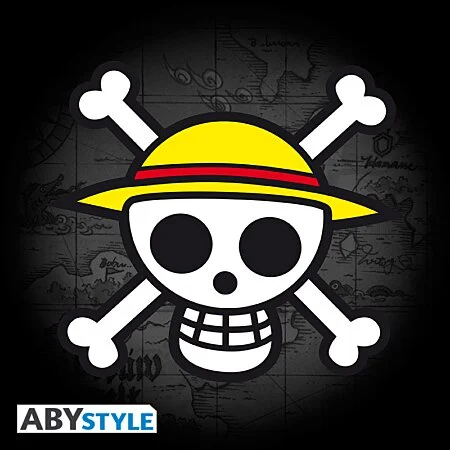 Abysse: One Piece - Slim Fit T-Shirt Herren (S) - Skull with Map