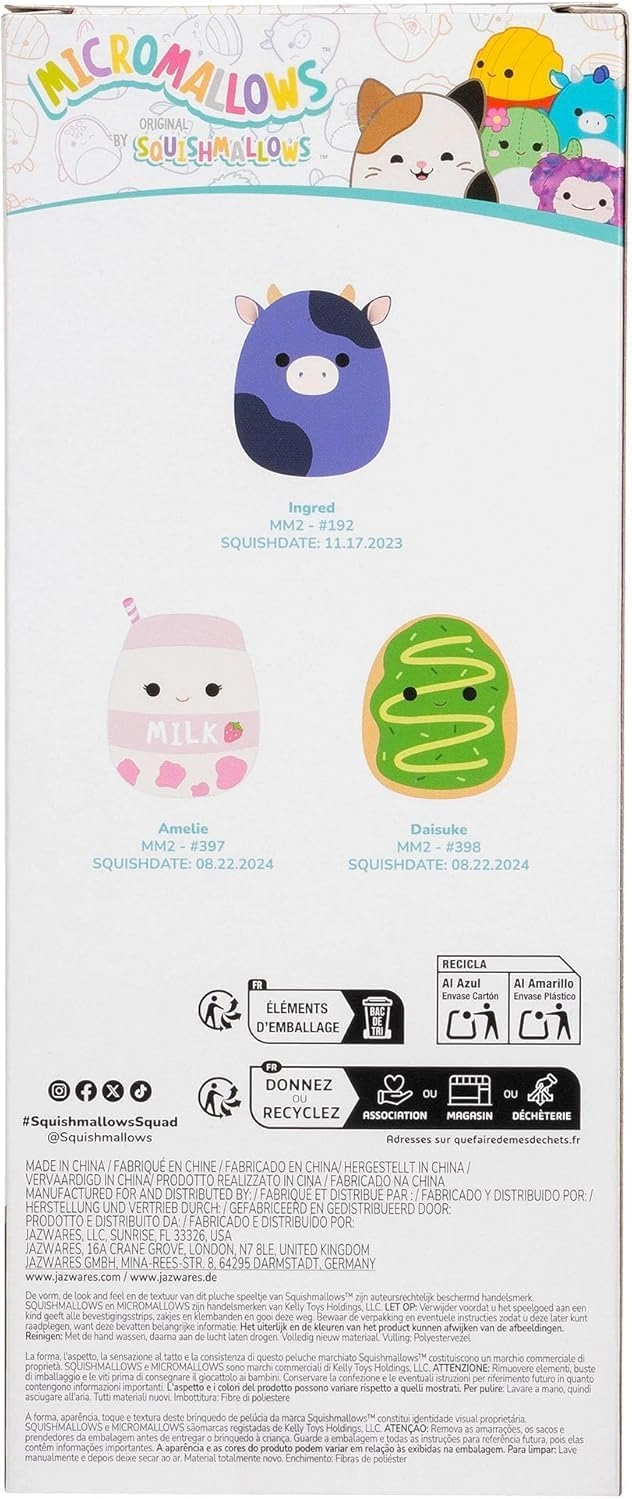 Jazwares | Squishmallows Micromallows: Ingred, Amelie & Daisuke | 3er Set Plush (6cm)
