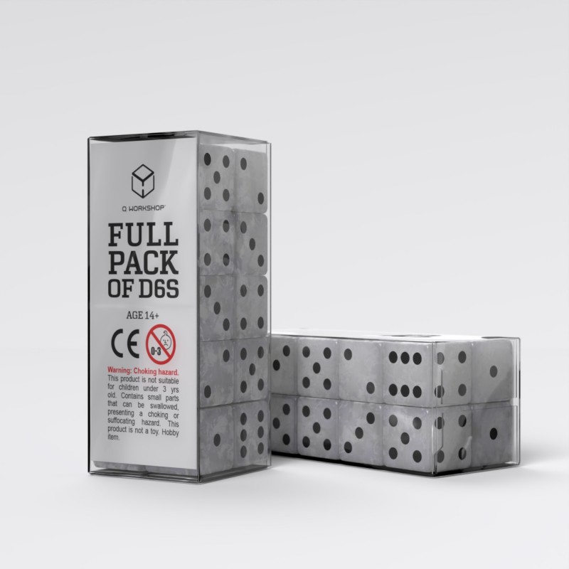 Q Workshop | Pearl & Black | Full Pack of D6s