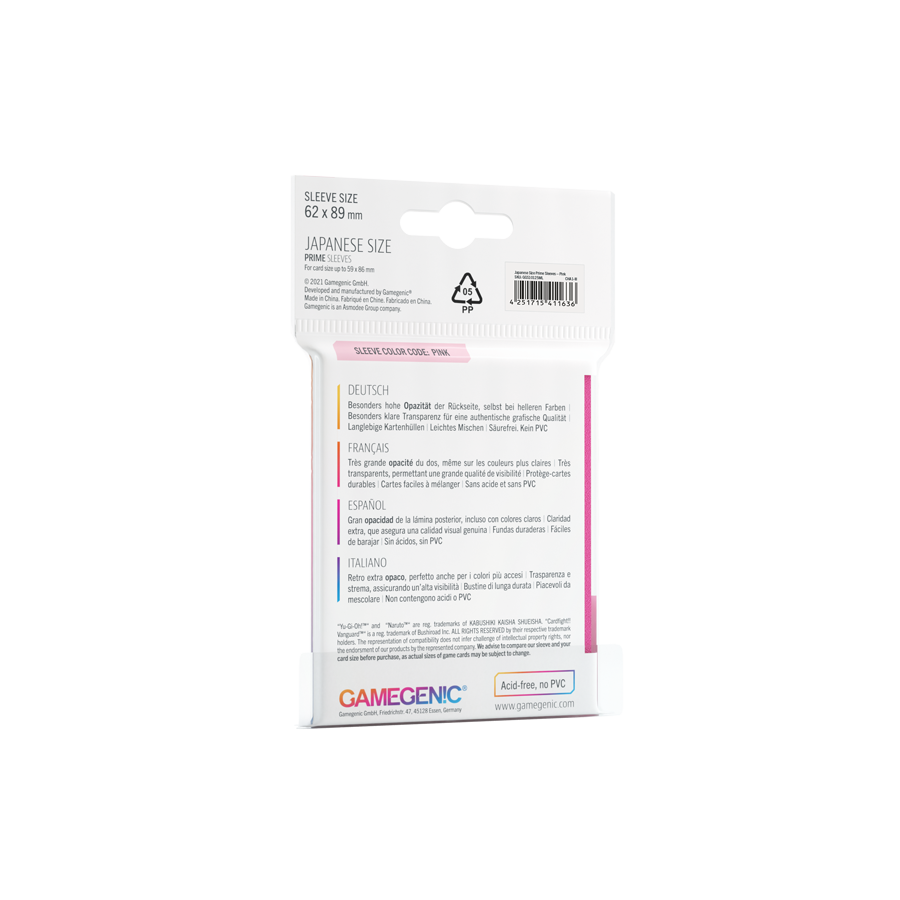 Gamegenic - Japanese Sized Sleeves - Pink (60 Stück)