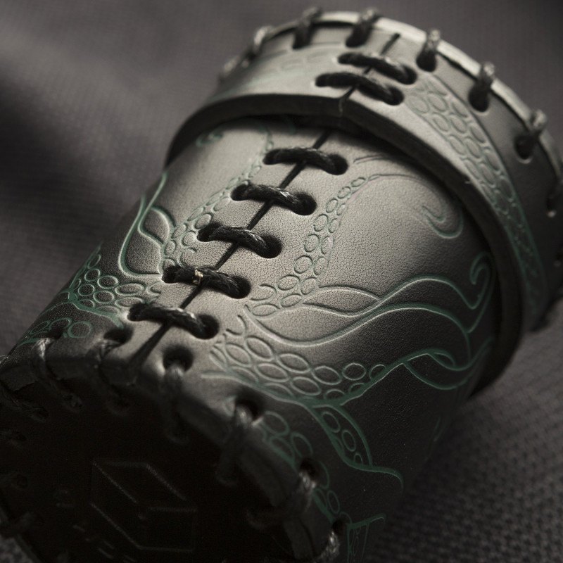 Q Workshop | Black & Green-Golden | Call Of Cthulhu Leather Dice Cup