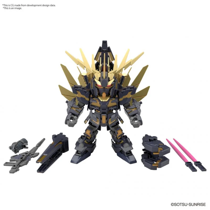 Bandai | SD Gundam Unicorn 02 Banshee (Destroy) & Norn Parts | Mobile Suit Gundam (8cm)