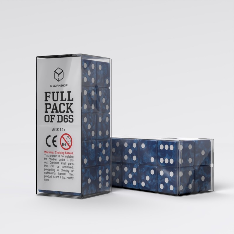 Q Workshop | Cobalt & White | Full Pack Of D6s