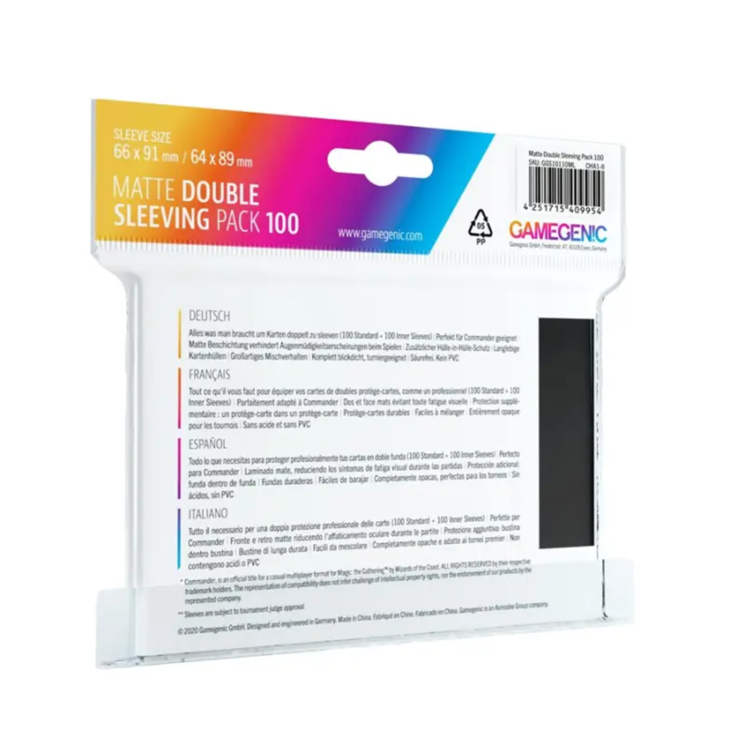 Gamegenic | Black and Clear | Matte Double Sleeving Pack 100 (200 Stk.)
