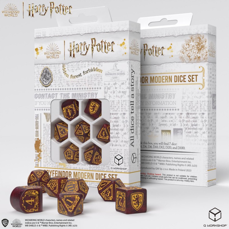 Q Workshop | Gryffindor | Harry Potter Modern Dice Set