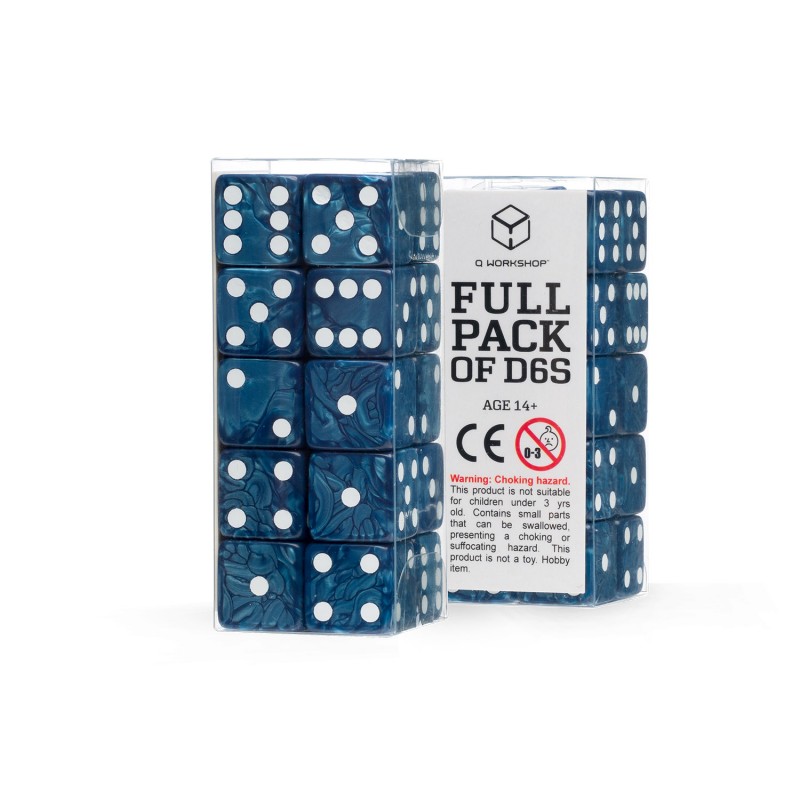 Q Workshop | Cobalt & White | Full Pack Of D6s