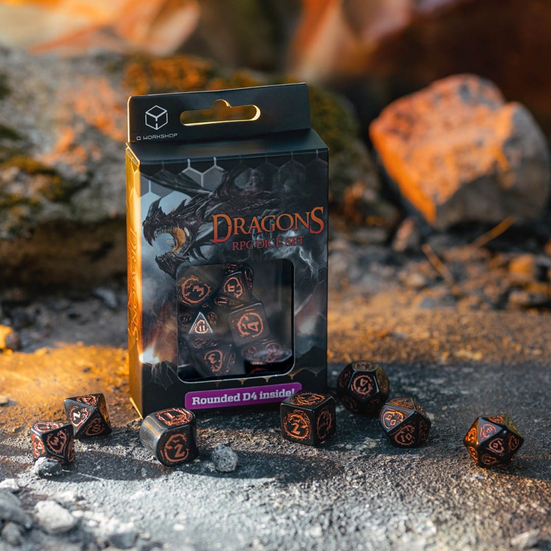 Q Workshop | Obsidian | Dragons Modern Dice Set