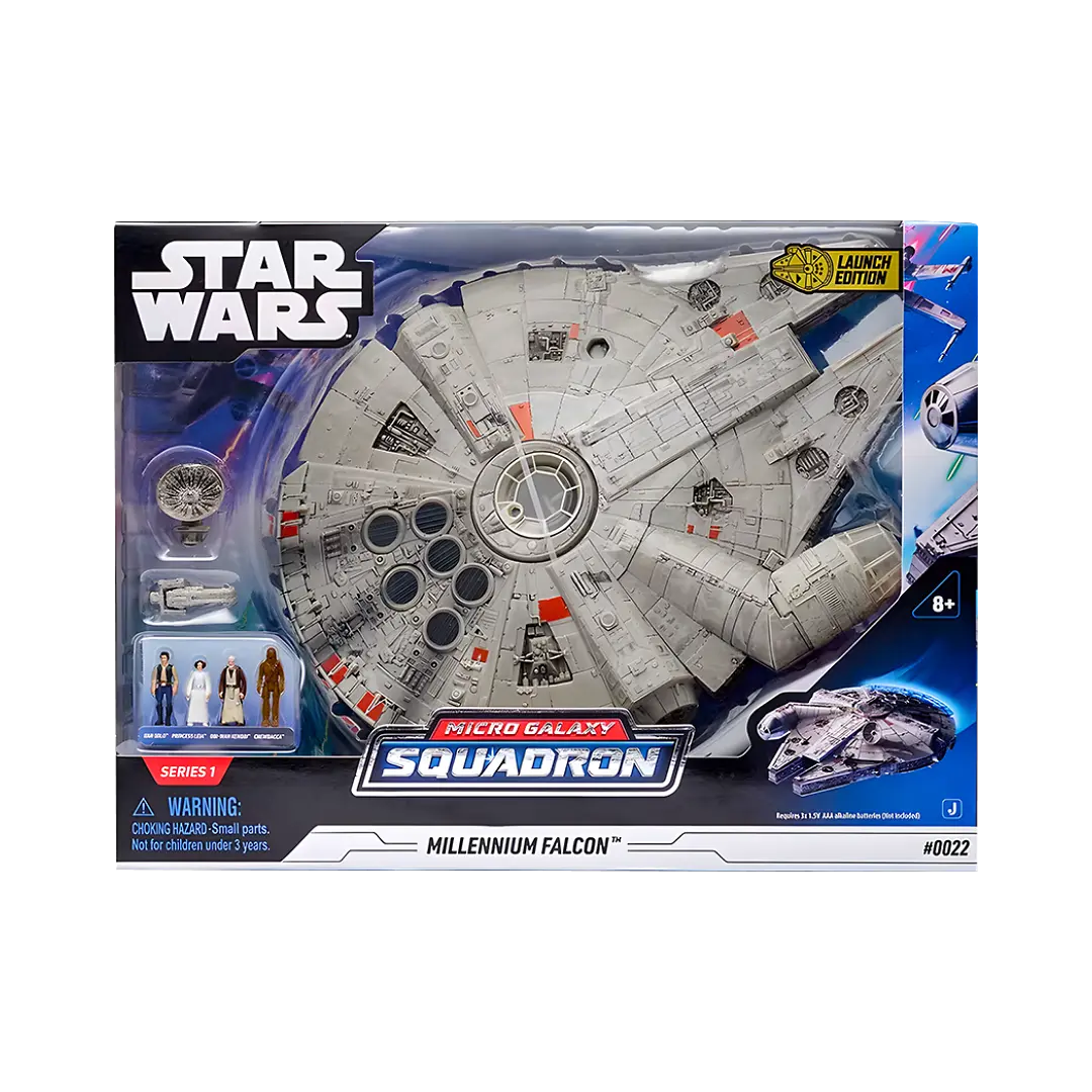 Jazwares: Star Wars - Millenium Falke - Raumschiff 30cm (mit Licht- und Soundeffekten) (inklusive 4 Spielfiguren)