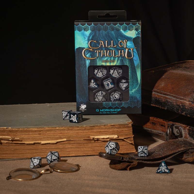 Q Workshop | Abyssal & White | Call Of Cthulhu Dice Set