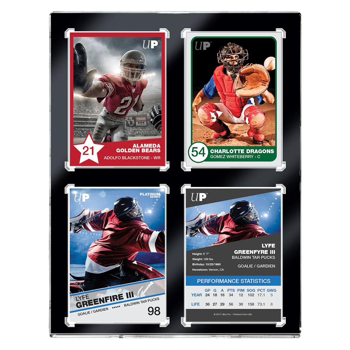 Ultra Pro: One-Touch Magnetic 4-Card Holder Black Border UV - 35pt Ultra Pro: One-Touch Magnetic 4-Card Holder Black Border UV - 35pt