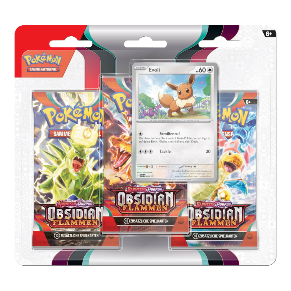 Pokémon TCG: Obsidianflammen (SV3) - 3er Blister Random (DE) Pokémon TCG: Obsidianflammen (SV3) - 3er Blister Random (DE)