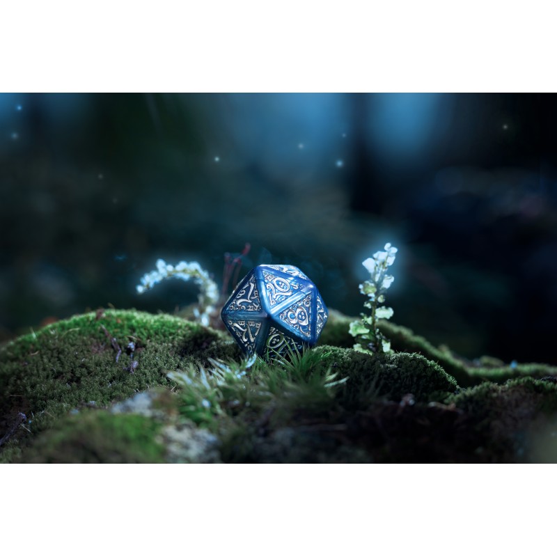 Q Workshop | Cobalt & Silver | Elvish Dice Set