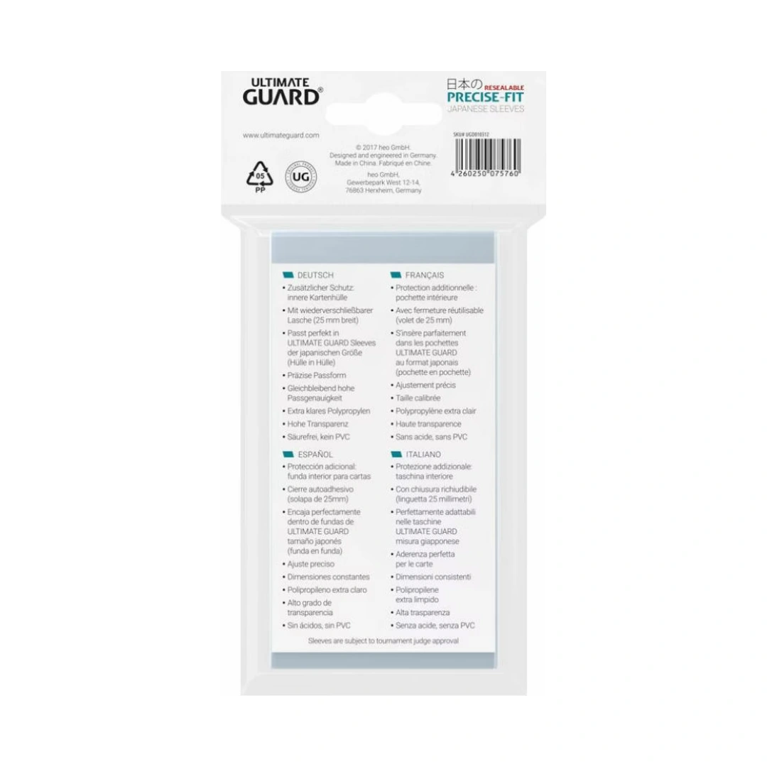 Ultimate Guard | Precise-Fit Resealable Sleeves | Japanese Size Transparent