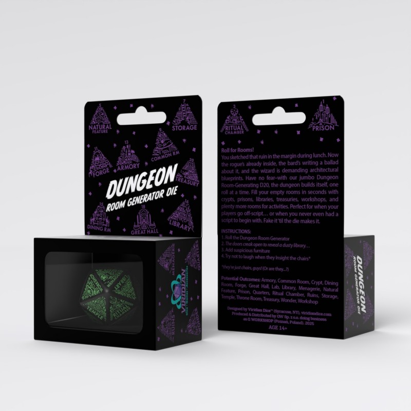 Q Workshop | Black & Green | Dungeon Generator Die