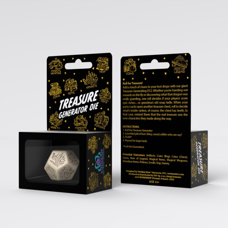 Q Workshop | Beige & Black | Treasure Generator Die
