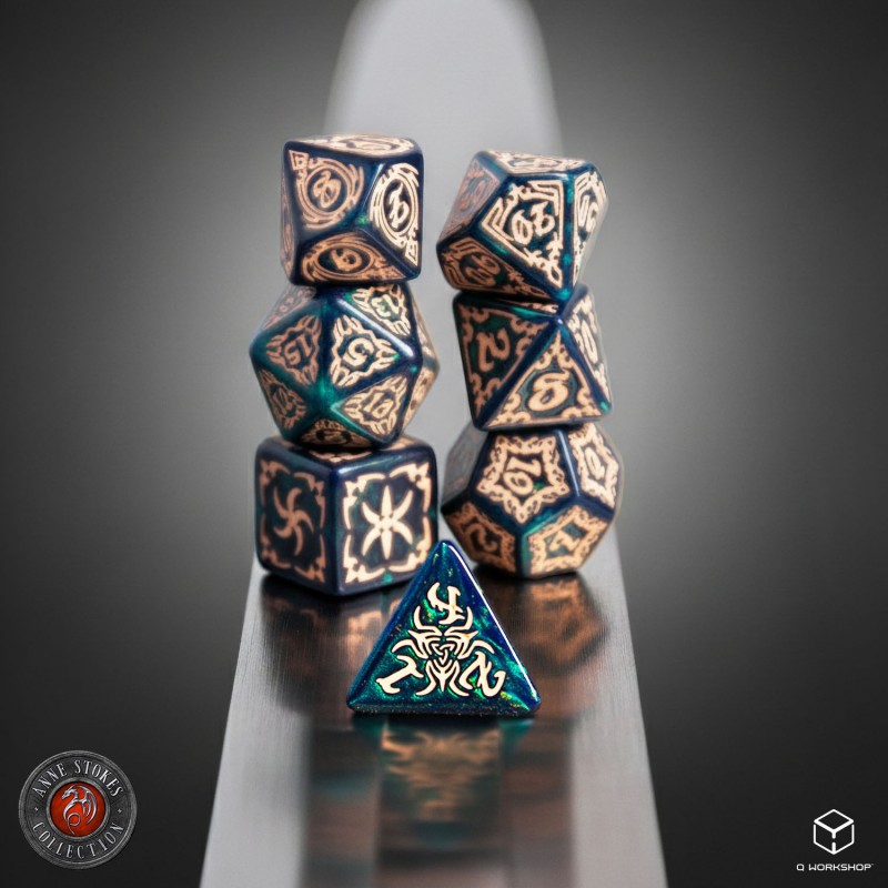 Q Workshop | Blue-Green & Beige | Tribal Dice Set
