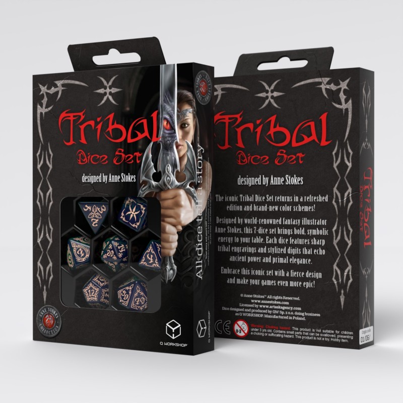 Q Workshop | Blue-Green & Beige | Tribal Dice Set