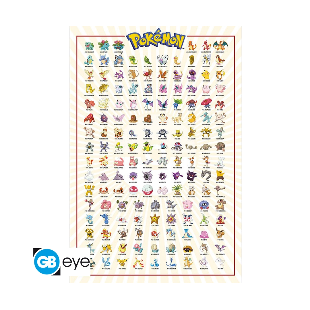 POKÉMON Maxi-Poster – Kanto 151 Pokémon (Englisch, 91,5 x 61 cm)