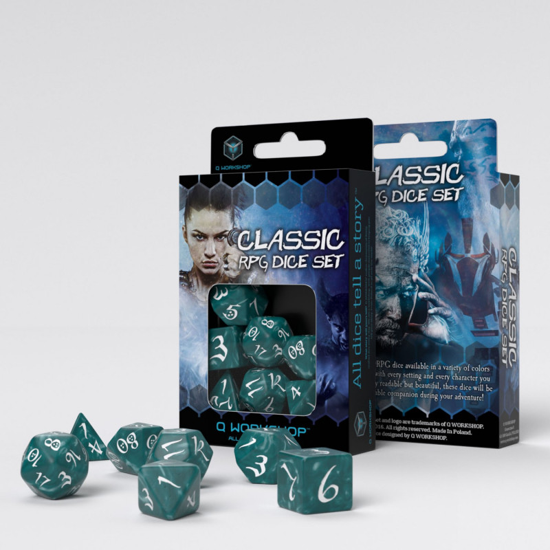 Q Workshop | Stormy & White | Classic RPG Dice Set