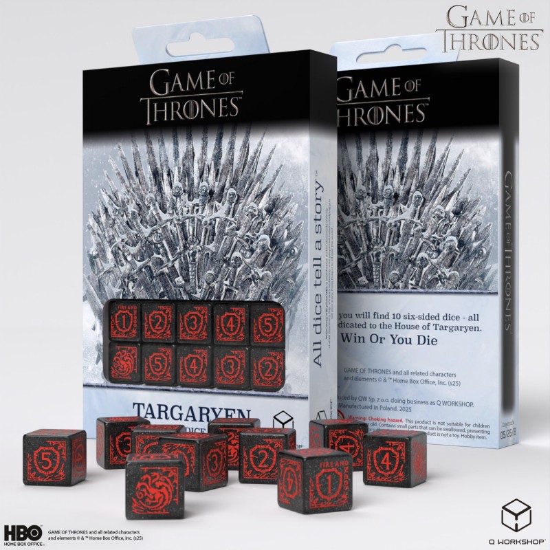 Q Workshop | Targaryen | Game Of Thrones 10xD6 Dice Set