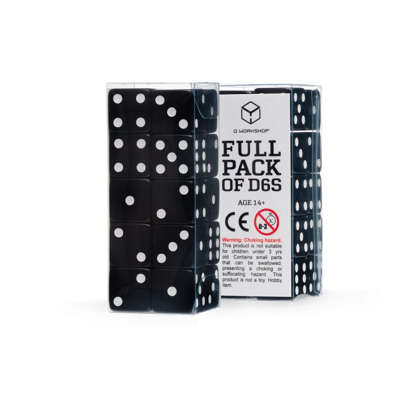 Q Workshop | Black & White | Full Pack of D6s