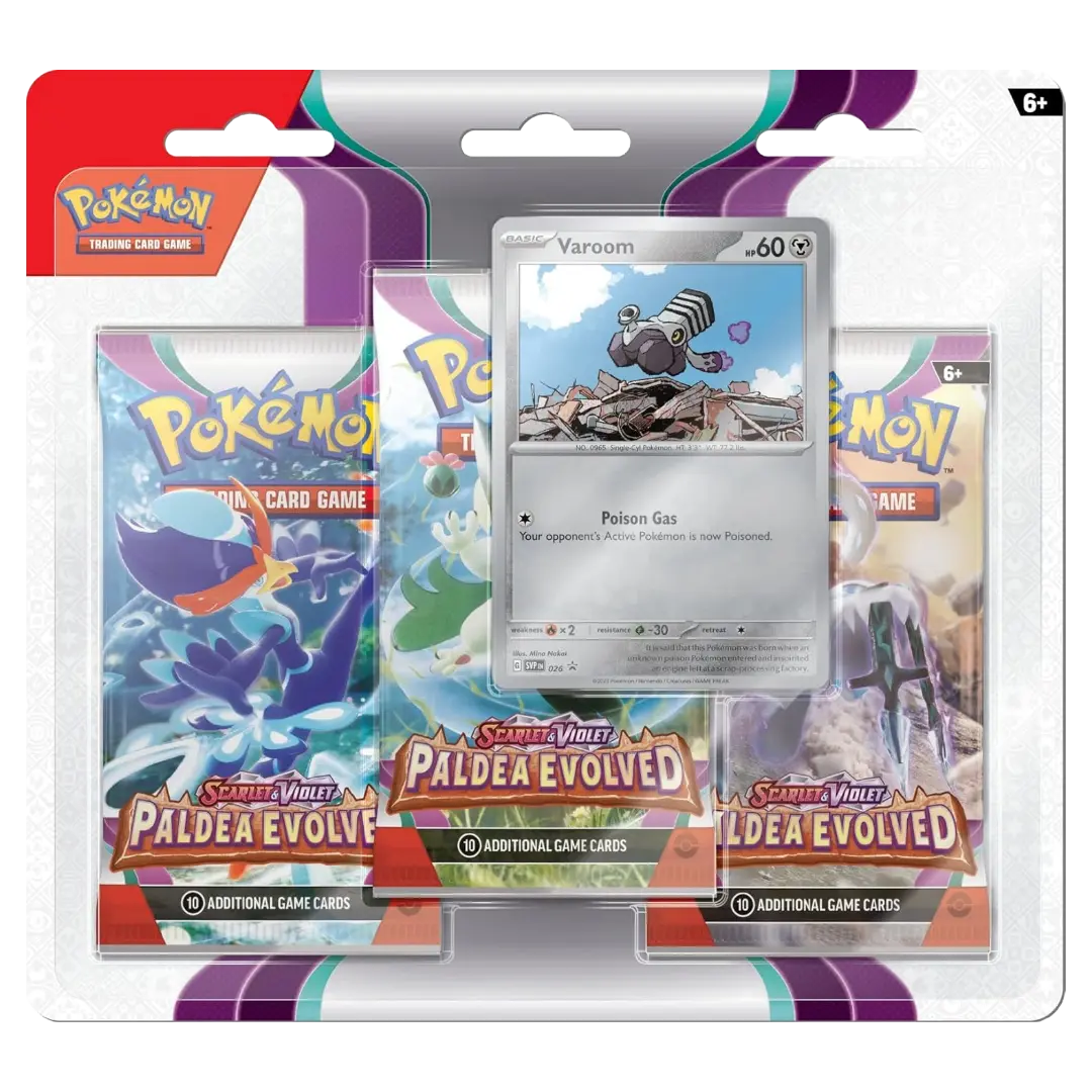 Pokémon TCG: Paldea Evolved (SV2) Varoom - 3er Blister (EN) Pokémon TCG: Paldea Evolved (SV2) Varoom - 3er Blister (EN)