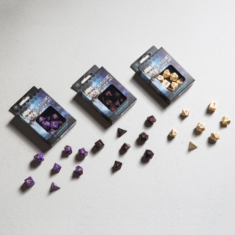 Q Workshop | Black & Red | Classic RPG Dice Set
