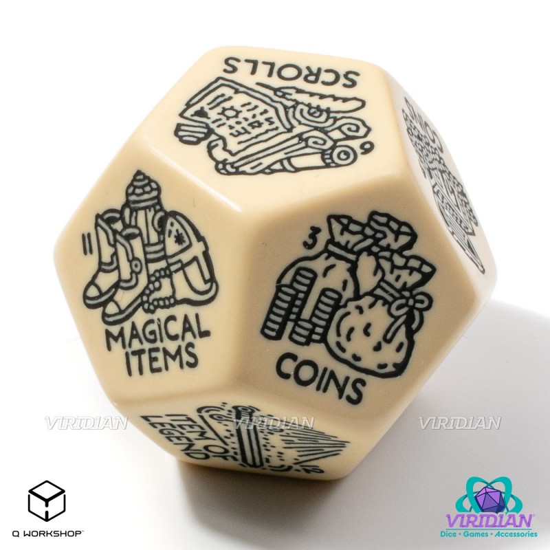 Q Workshop | Beige & Black | Treasure Generator Die