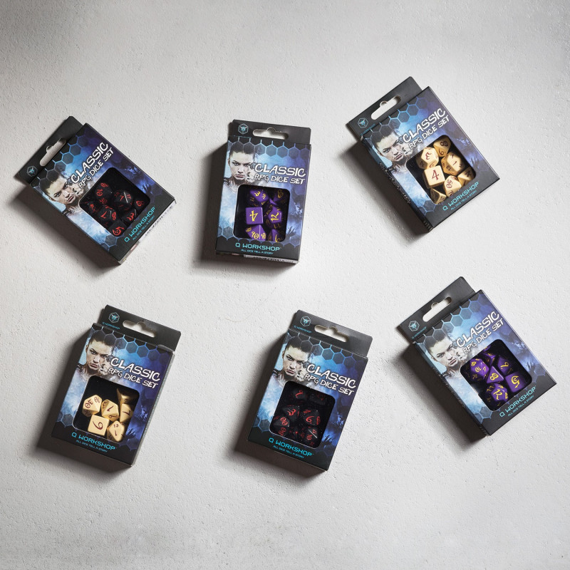 Q Workshop | Black & Red | Classic RPG Dice Set