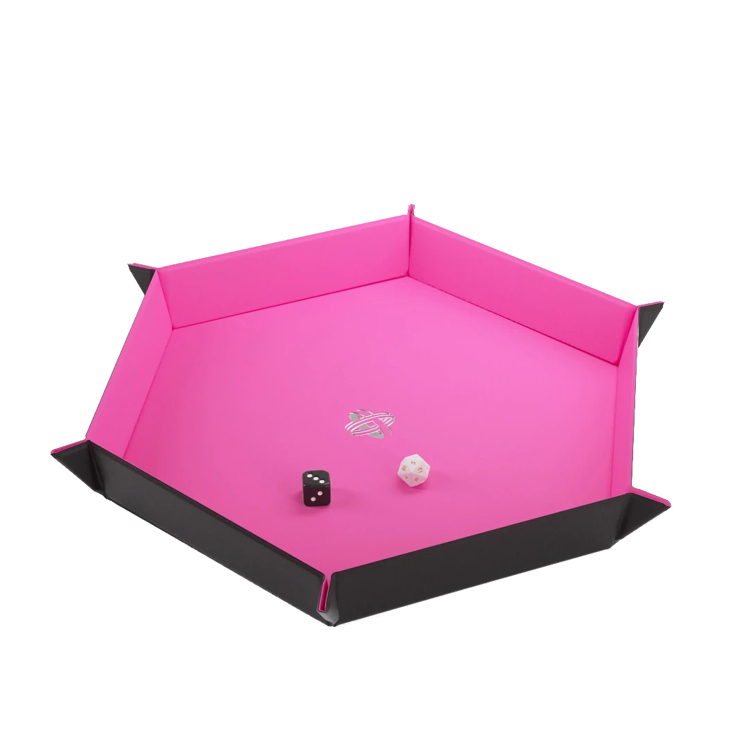 Gamegenic | Magnetic Dice Tray Hexagonal | Dice Tray Black/Pink