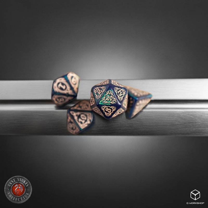 Q Workshop | Blue-Green & Beige | Tribal Dice Set