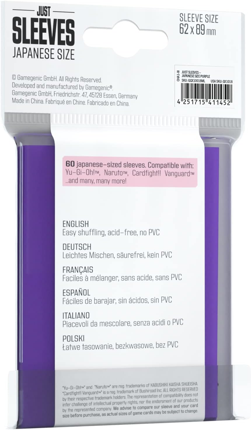 Gamegenic | Just Sleeves - Japanese Size Purple | 60 Sleeves