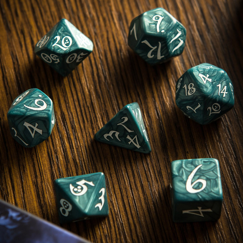 Q Workshop | Stormy & White | Classic RPG Dice Set