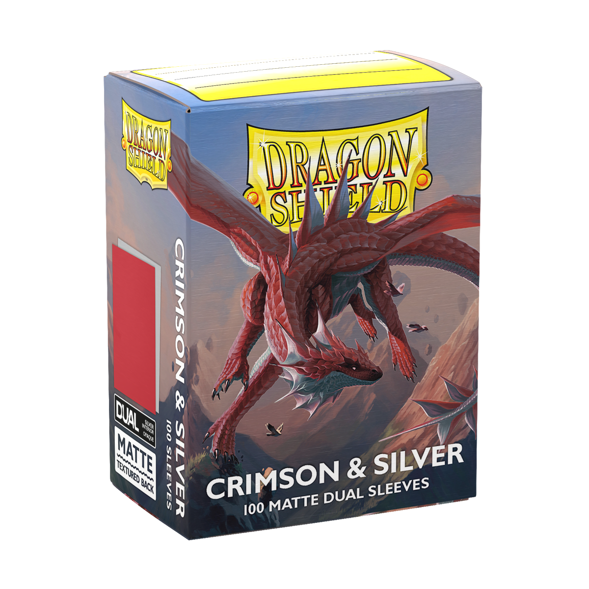 Dragon Shield | Crimson & Silver | Matte Dual Sleeves Standard Size